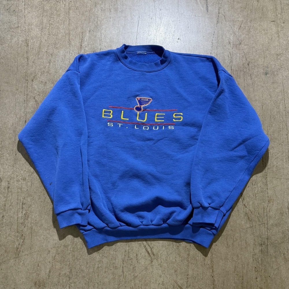 Logo 7 St. Louis Blues Sweatshirt Mens Large Blue NHL Hockey Crewneck